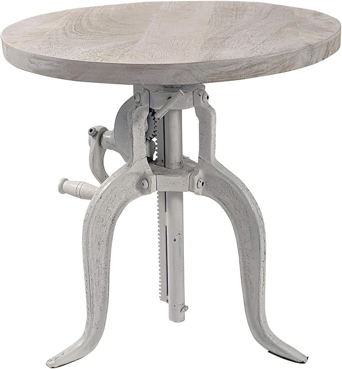 Carolina Chair & Table Adjustable Hand Crank 18" Wooden Top Rustic Side Table - Image 4