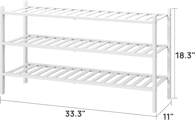 viewcare 3-Tier Long Shoe Rack, Bamboo Wood Shoe Rack - Image 3