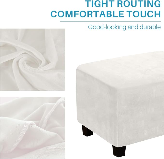 Ottoman Cover, Stretch Rectangle Velvet Ottoman Slipcovers of Foot Stool - Image 6