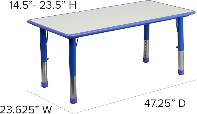 Flash Furniture Wren 23.625''W x 47.25''L Rectangular Blue Plastic Height - Image 2