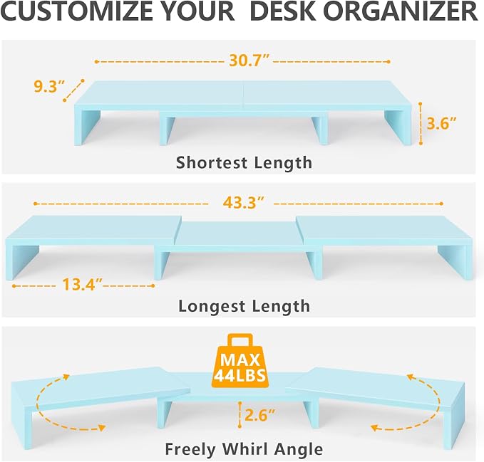 TAVR Dual Monitor Stand Riser Office Desktop Organizer Stand - Image 3