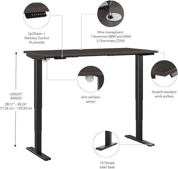 Bush Business Furniture 48-inch Electric Height Adjustable Standing Desk - Image 3