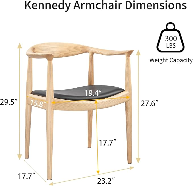 Kennedy Armchair, Mid Century Modern Dining Chair, PU Upholstered Kennedy Chair - Image 3
