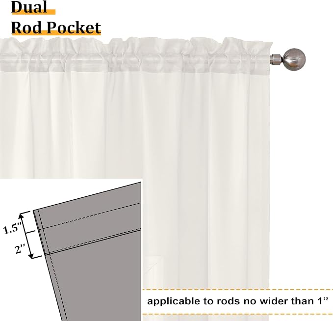 Aiyufeng Voile Sheer Ivory Curtains - Image 3