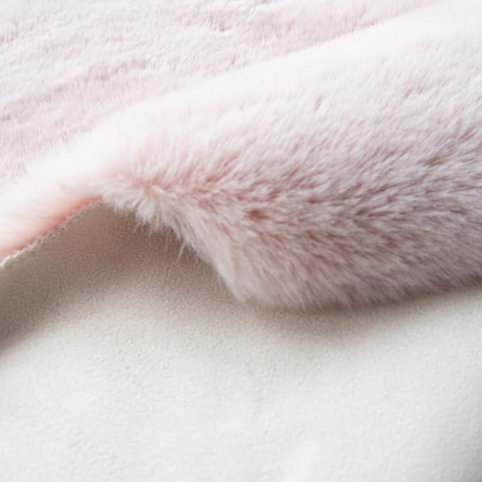 ORINOVA Pink Fluffy Washable Faux Rabbit Fuzzy Fur Area Rugs - Image 8