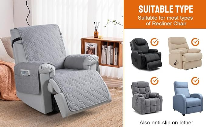 VANSOFY 100% Waterproof Recliner Chair Covers, Recliner Cover Non-Slip Dog - Image 4