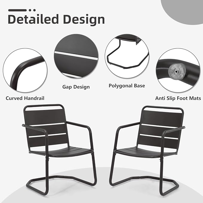 MELLCOM Patio Chairs Set of 2, Small Patio Furniture Set - Image 3
