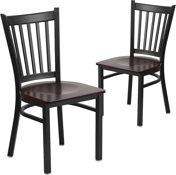 Flash Furniture 2 Pack HERCULES Series Black Vertical Back Metal Restaurant by FlashFurniture
