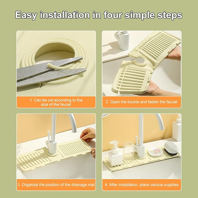 Faucet Mat for Kitchen Sink, 2024 Upgrade Faucet Guard Draining Mat Silicone - Image 3