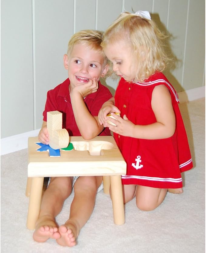 Damhorst Toys Personalized Wooden Child's Name Puzzle Stool Primary Colors - Image 2