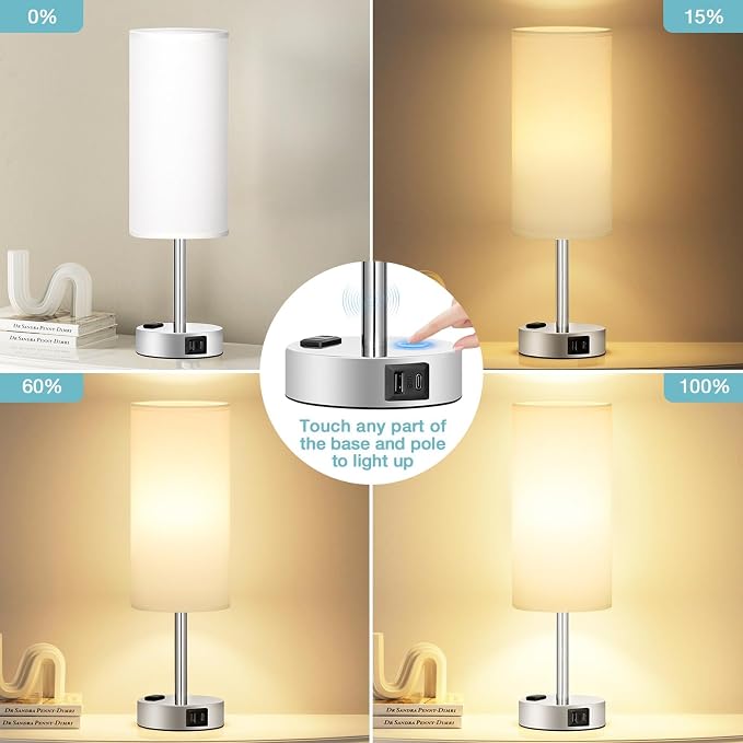 Fenmzee White Touch Bedroom Table Lamp - Image 2