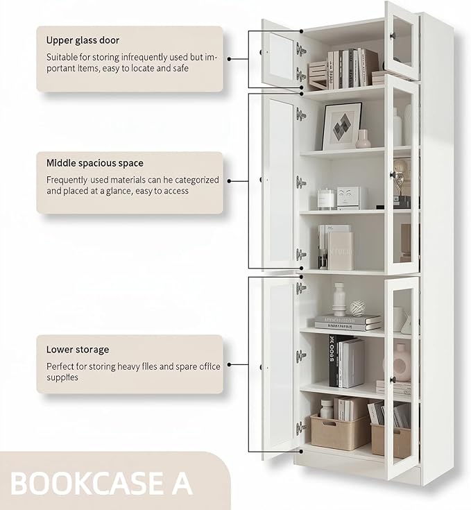TUSY 85.5" Modern Tall Bookcase - Image 7