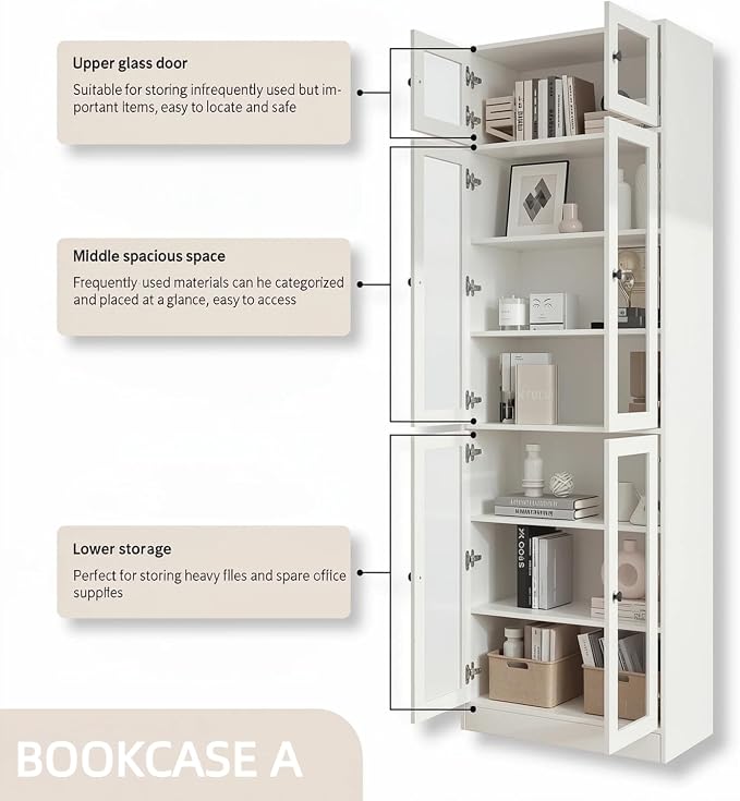 TUSY 85.5" Modern Tall Bookcase - Image 6