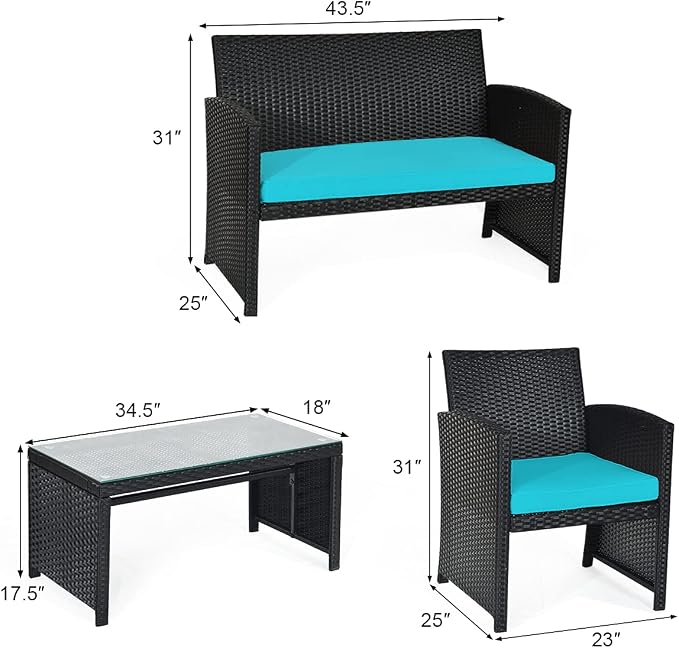Tangkula 8 Pieces Patio Wicker Conversation Furniture Set, Patiojoy Sofa & - Image 5