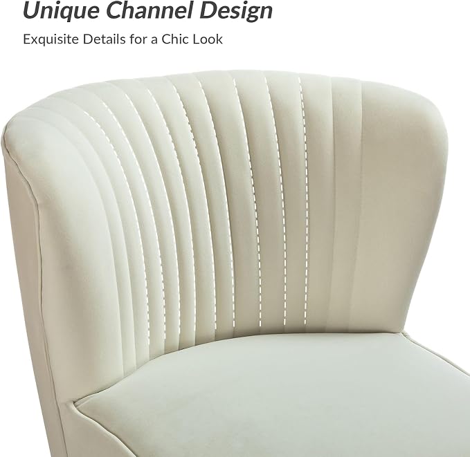 HULALA Home Velvet Accent Chair Set of 2, Modern Armless Upholstered Side Chair - Image 3
