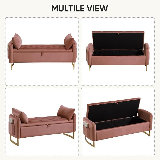 48" End of Bed Bench, Modern Storage Benches - Image 7
