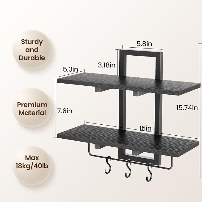 Creso hom Floating Shelves, Hanging Bathroom Shelves 2-Tier, Wall Mounted - Image 2
