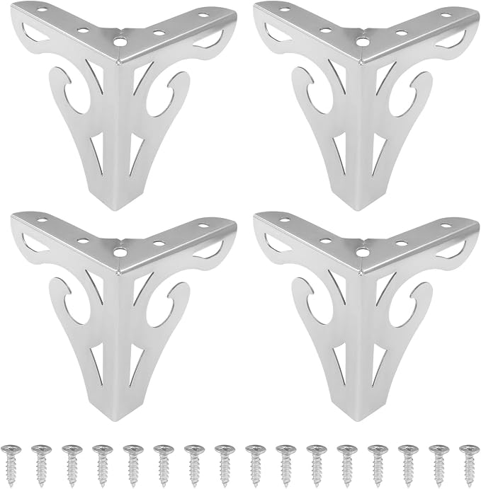 Piutouyar 4 Inch/10cm Hollow Out Furniture Legs Set of 4, Chrome Artistic Metal by Piutouyar