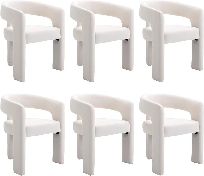 BESTANO Set of 6 Modern Velvet Fabric Upholstered Dining Chairs by BESTANO