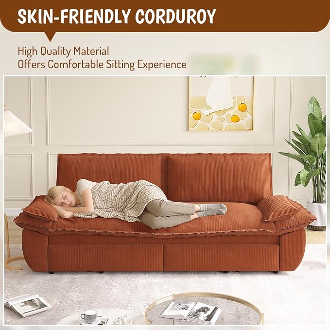 KEIKI 73.2" Pull Out Sleeper Sofa Bed Queen Size, 3-in-1 Convertible Couch - Image 5