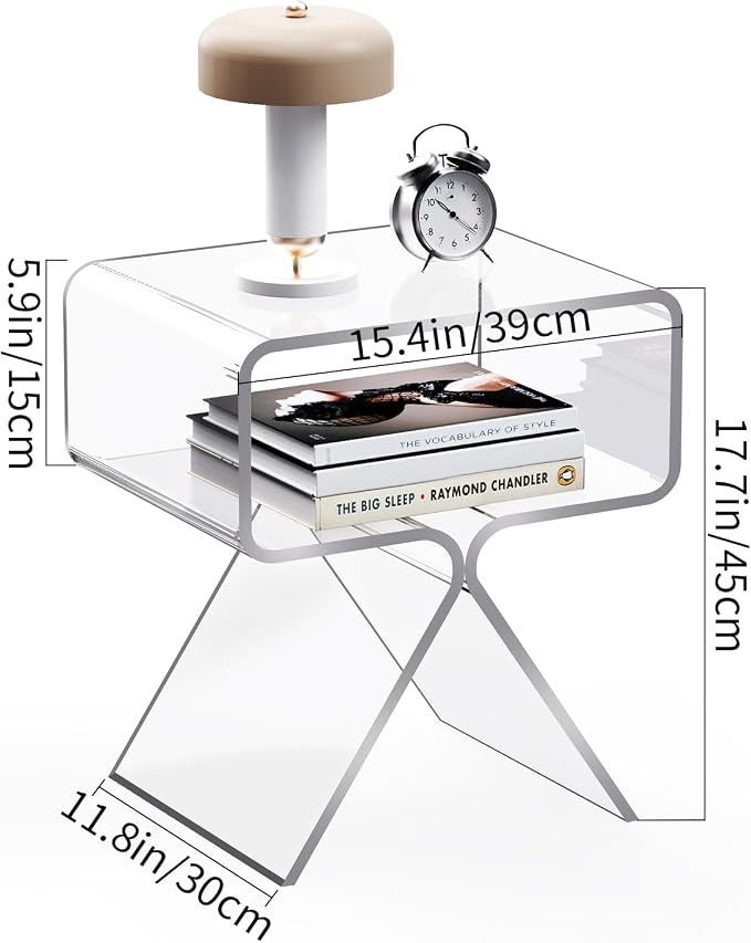 Acrylic Nightstand Side Table Modern Design Clear Home Decor Display End Table - Image 3