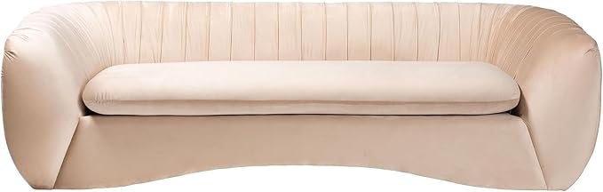 Adanna Glam Luxe Champagne Beige Velvet Fabric Sofa Elegant Modern Living Room - Image 5