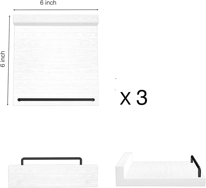 RYOFOBETTO Small Floating Shelf, 6 X 6 Inches Farmhouse Wall Shelves - Image 3