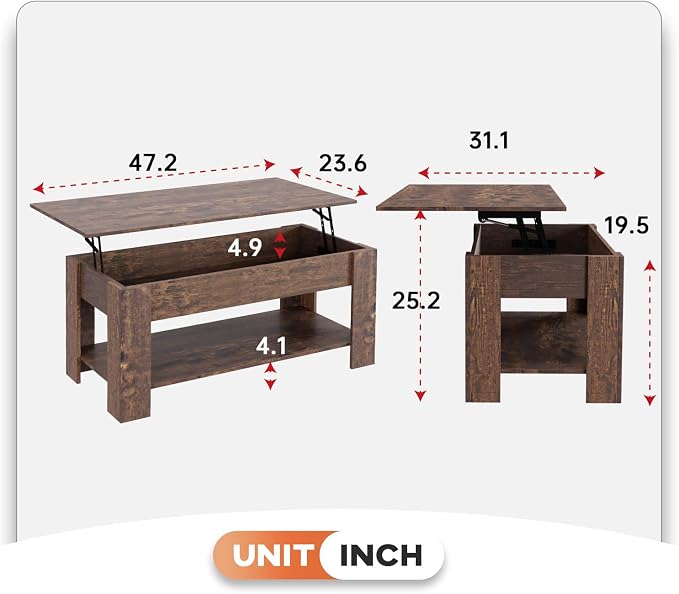 FDW Lift Top Coffee Table Coffee Table - Image 3