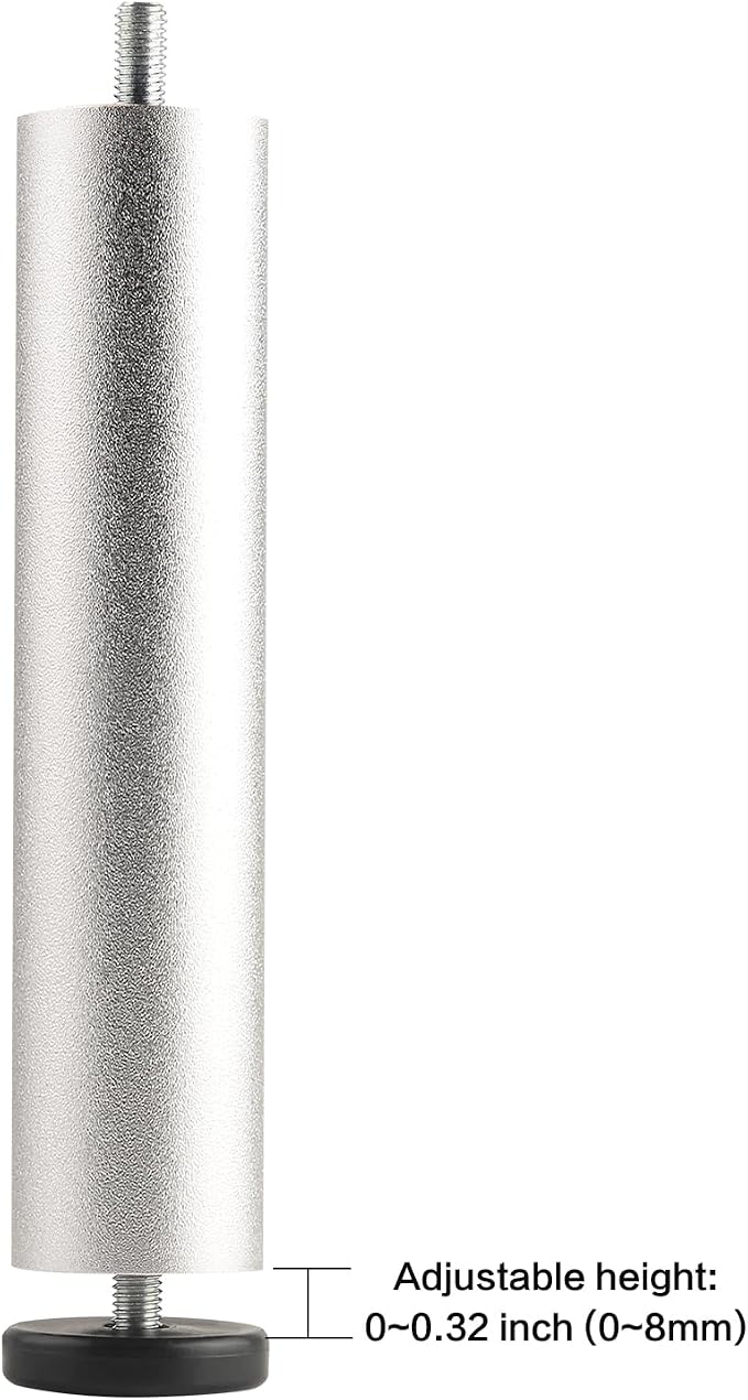 Adjustable Furniture Legs 8 Inch Silver Bed Support Legs Cylinder M8 Screw in - Image 3