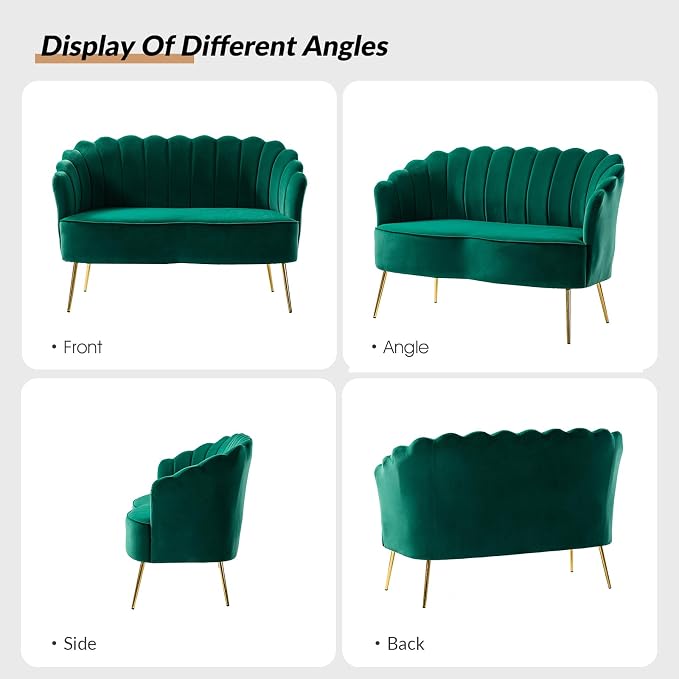 HULALA HOME Velvet Loveseat Sofa - Image 3