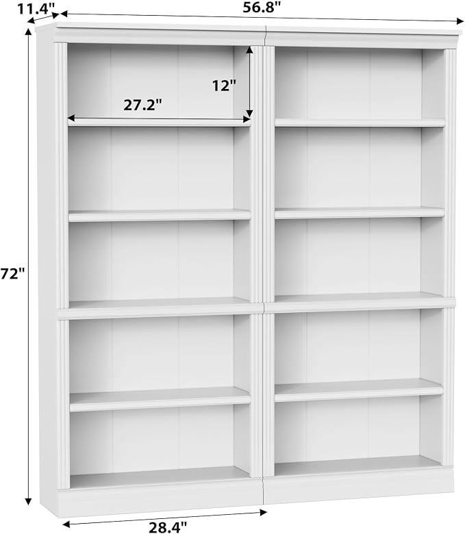 Furniwell Bookcase Bookshelves, 5-Shelf Tall Bookcase 71" Wood Open Display - Image 2