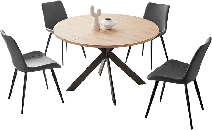 Zerifevni 46.4" Round Dining Table Set, Mid Century Modern Round Dining Table - Image 2