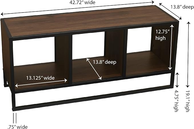 Household Essentials Jamestown Square Cubby TV Stand in Walnut Wood Grain - Image 3