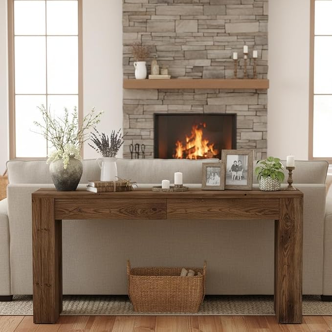 LITTLE TREE Solid Wood 63 Inches Console Table - Image 6