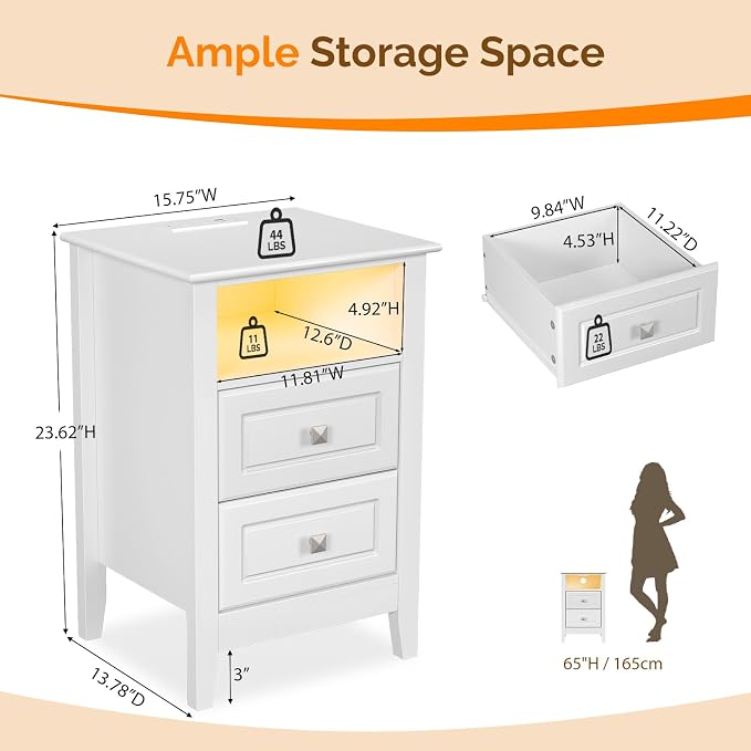 Bonnlo White Nightstand Set of 2 - Image 2