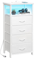 Fixwal Tall Nightstand with Charging Station, Night Stand with U-S-B Ports and by Fixwal