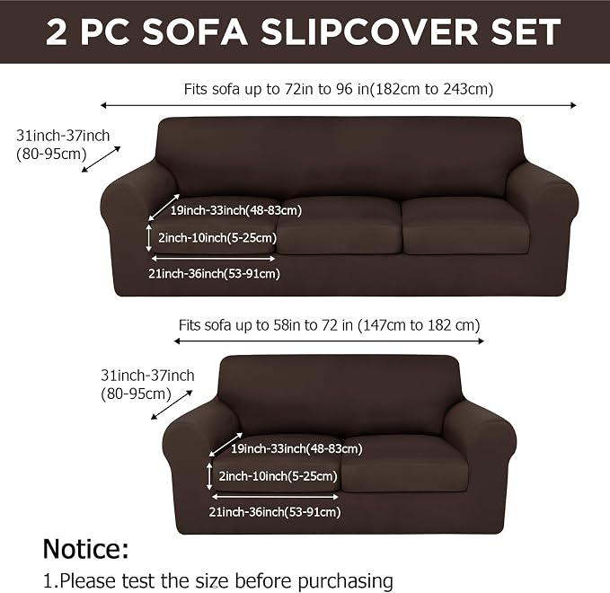 HunnmingRe Sofa Covers for 3 Cushion Couch Stretch Sofa and Loveseat Covers Set - Image 2
