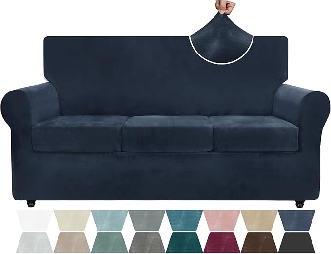 ZNSAYOTX Luxury Velvet Couch Cover 4 Piece Stretch Sofa Covers by ZNSAYOTX