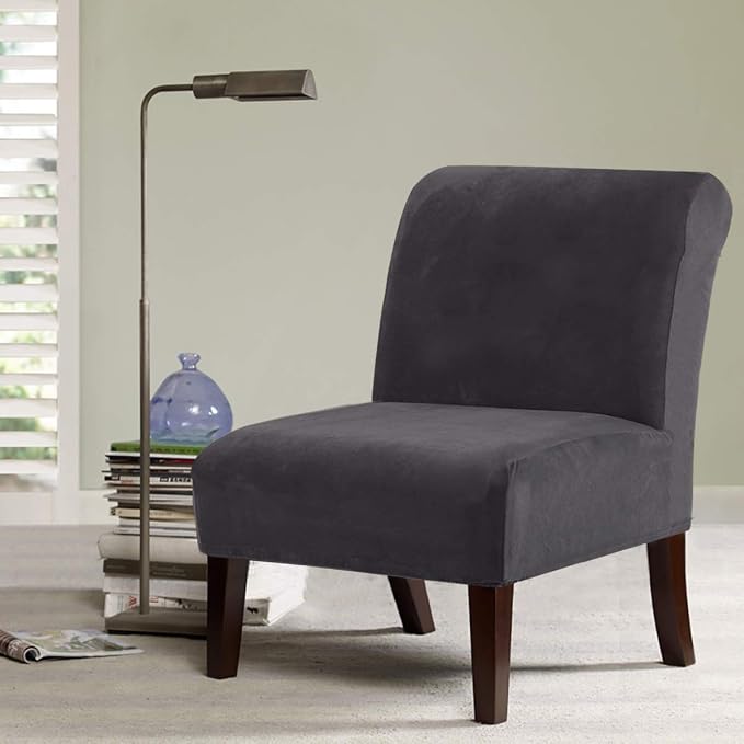 H.VERSAILTEX Armless Accent Chair Covers Thick Velvet Armless Chair Slipcovers - Image 2