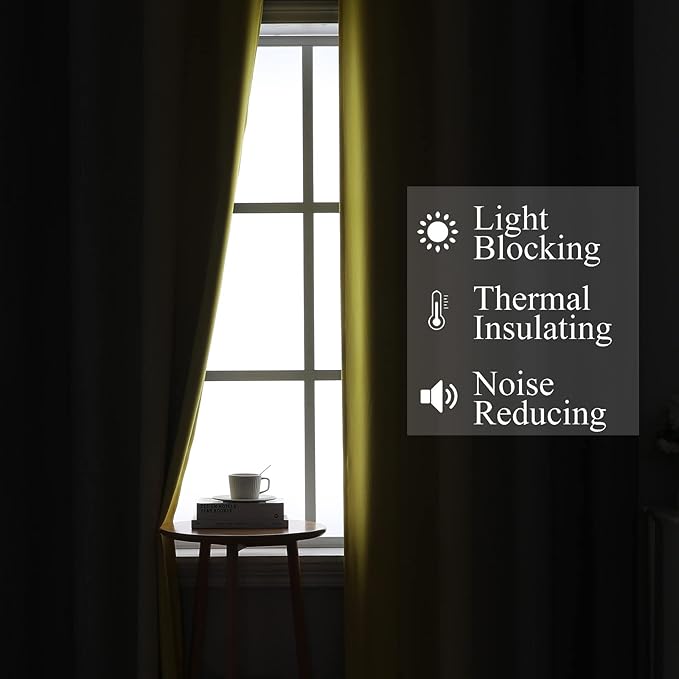 Estelar Textiler Grey and Yellow Ombre Short Blackout Curtains 36 Inch Long - Image 3