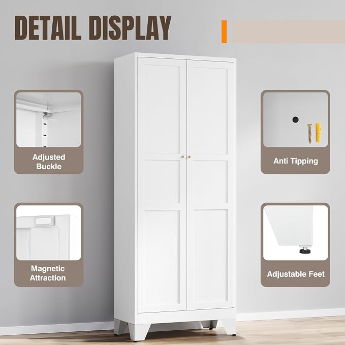 Yizosh Metal Pantry Cabinet, Cupboard - Image 4