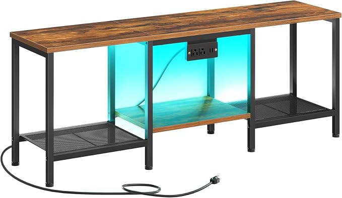 HOOBRO TV Stand with Charging Station to 55 Inches, LED Entertainment Center - Image 9