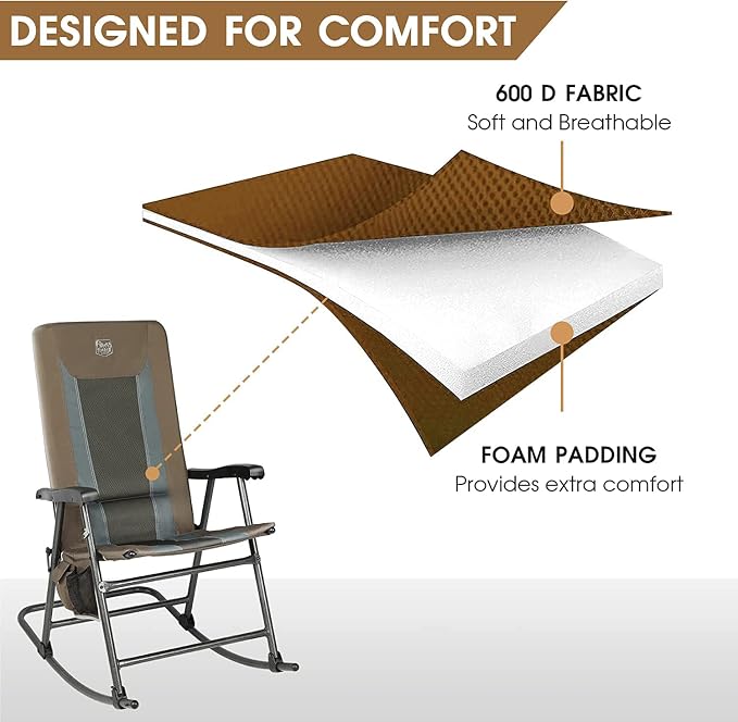 TIMBER RIDGE Outdoor Folding Rocking Chair, Hard Armrests - Image 5