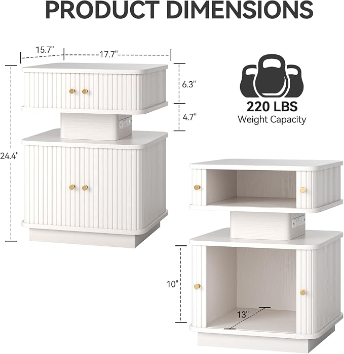Night Stand Set 2, LED Nightstand, Bedroom Night Stand - Image 2