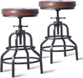 LOKKHAN Industrial Bar Stools-Swivel Leather Metal Bar Stool-20-27 Inch Tall by LOKKHAN