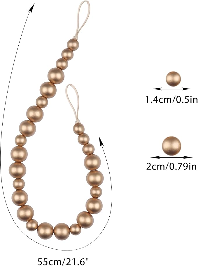 2 Pieces Wood Bead Curtain Tieback Boho Curtain Tiebacks Curtain Holdbacks - Image 5