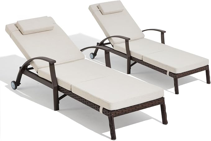 Outdoor Chaise Lounge Chairs Set of 2 by Unknown