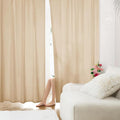 HOMEIDEAS Non-See-Through Beige Privacy Sheer Curtains, 52 X 84 Inches Long 2 by HOMEIDEAS