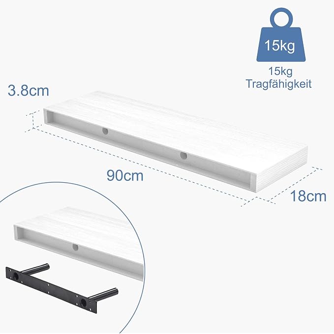 Floating Shelves for Wall, Bathroom Shelves Over Toilet, Wall Shelves & Book - Image 3