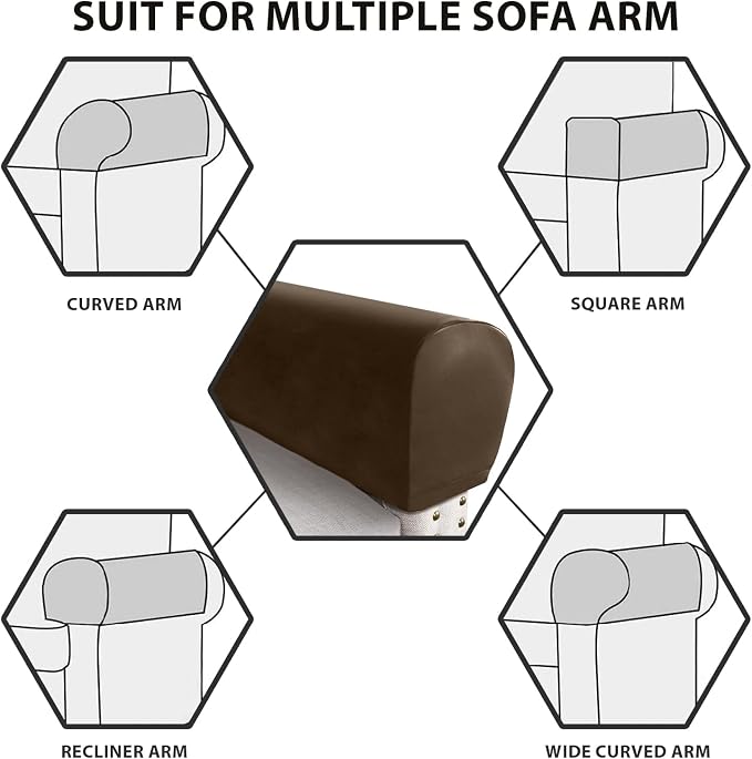 PU Leather Armrest Covers for Sofa Couch Arm Slipcover Set of 2 Stretch - Image 6